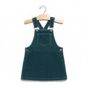 Next Girls Corduroy Overall Dress Size 1..5-2 Green Cotton Blend